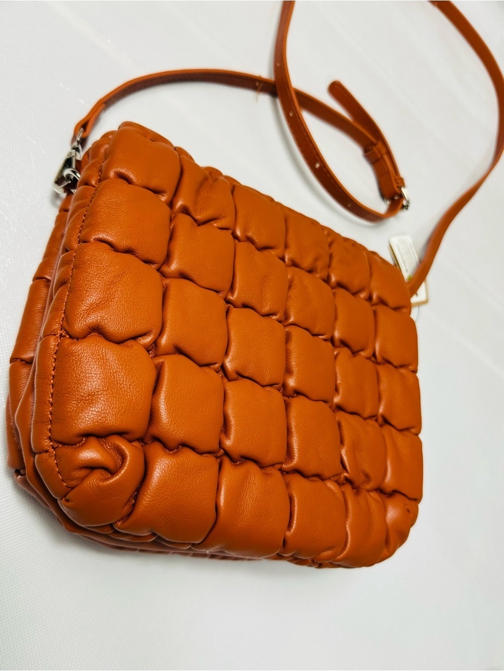 Orange Faux Leather Crossbody Bag